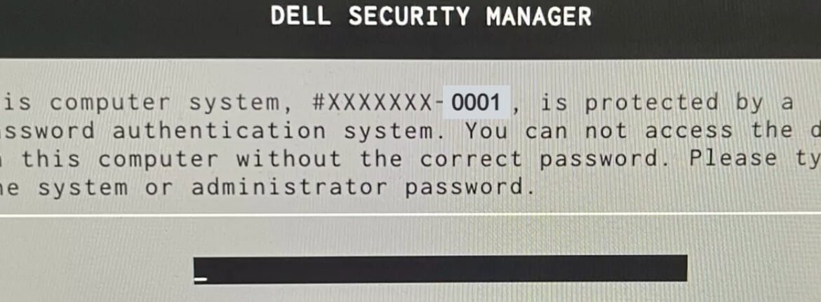 Dell Bios password reset by dump for service tag 0001