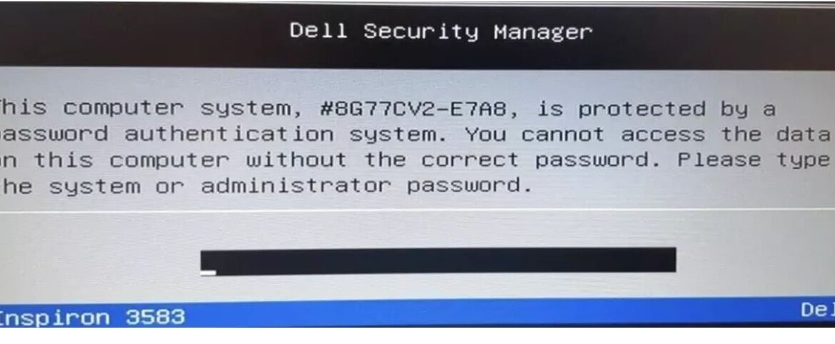 Dell Bios Master Password for service tag E7A8